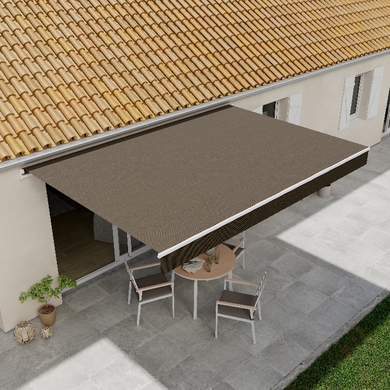 Copertina retractabila manuala, maro, cadru aluminiu, 400 x 300 cm  Blooma
