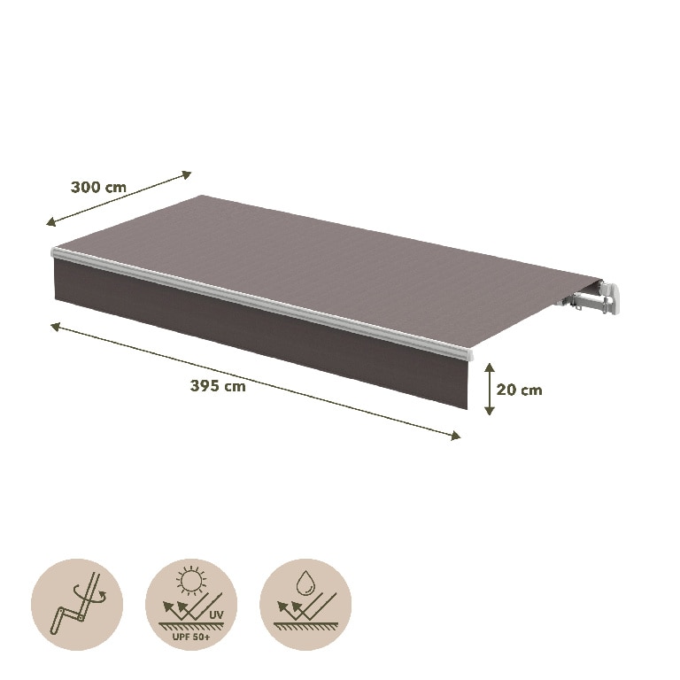 Copertina retractabila manuala, maro, cadru aluminiu, 400 x 300 cm  Blooma