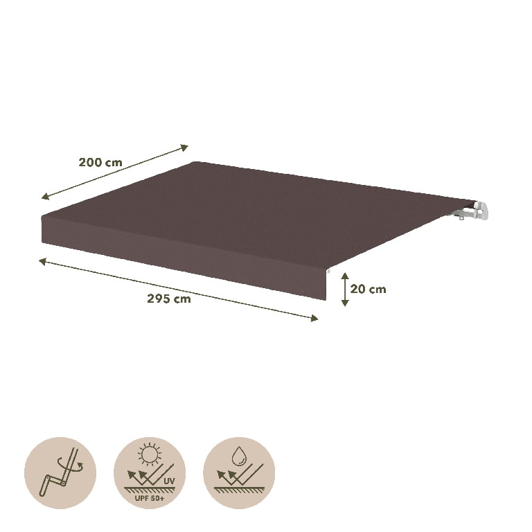 Copertina retractabila manual Blooma Astelia, cadru aluminiu, 300 x 200 cm, maro