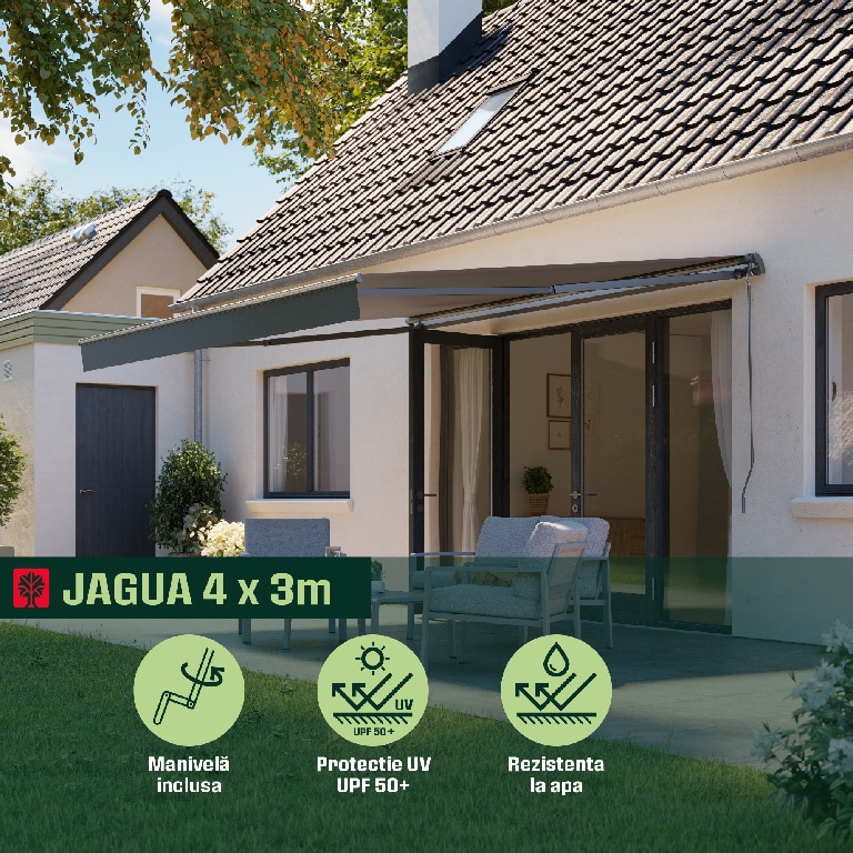 Copertina retractabila manuala, antracit, cadru aluminiu, 392 x 300 cm  Klikstrom