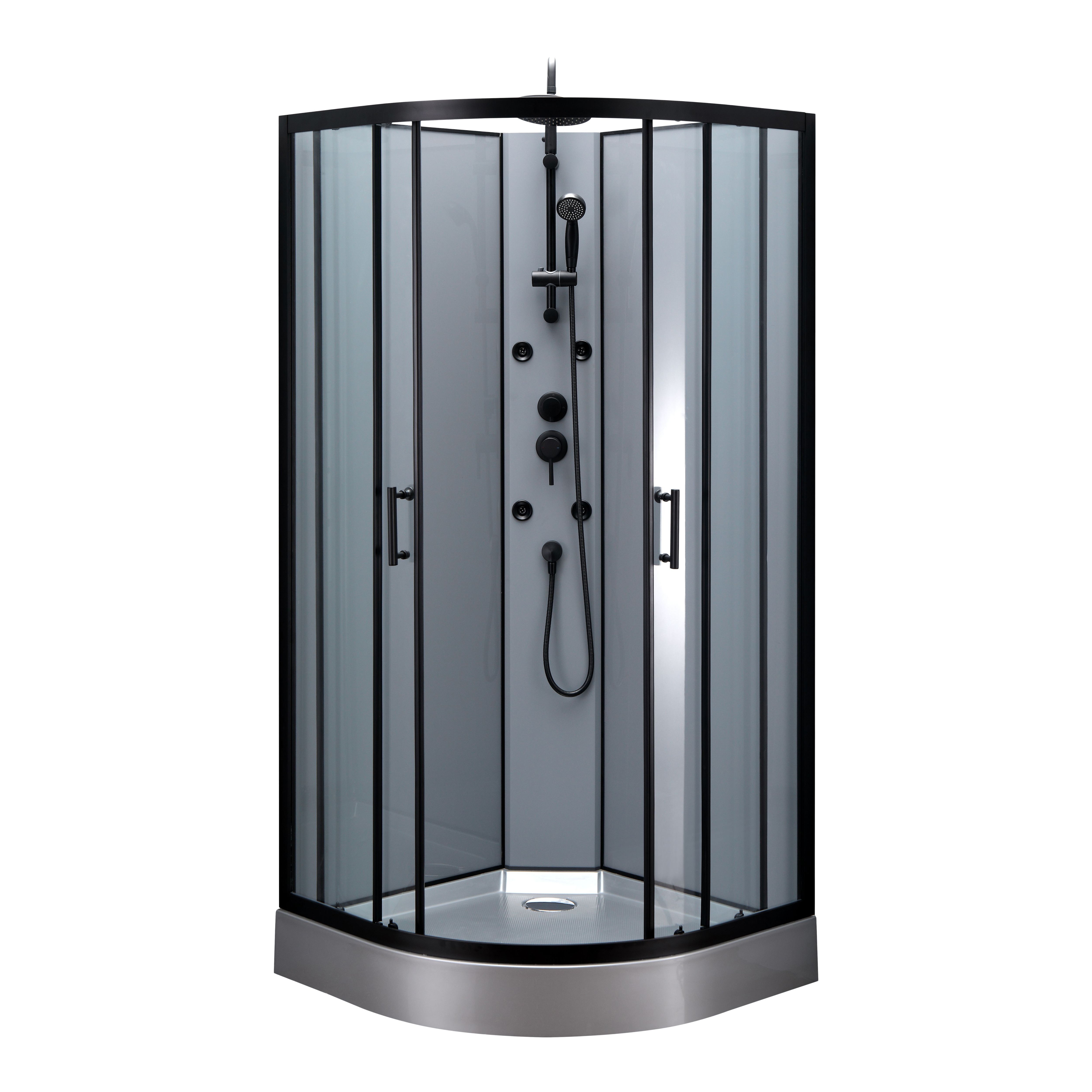 Cabina de dus hidromasaj, semirotunda, neagra, 90 x 90 x 225 cm  GoodHome Onega