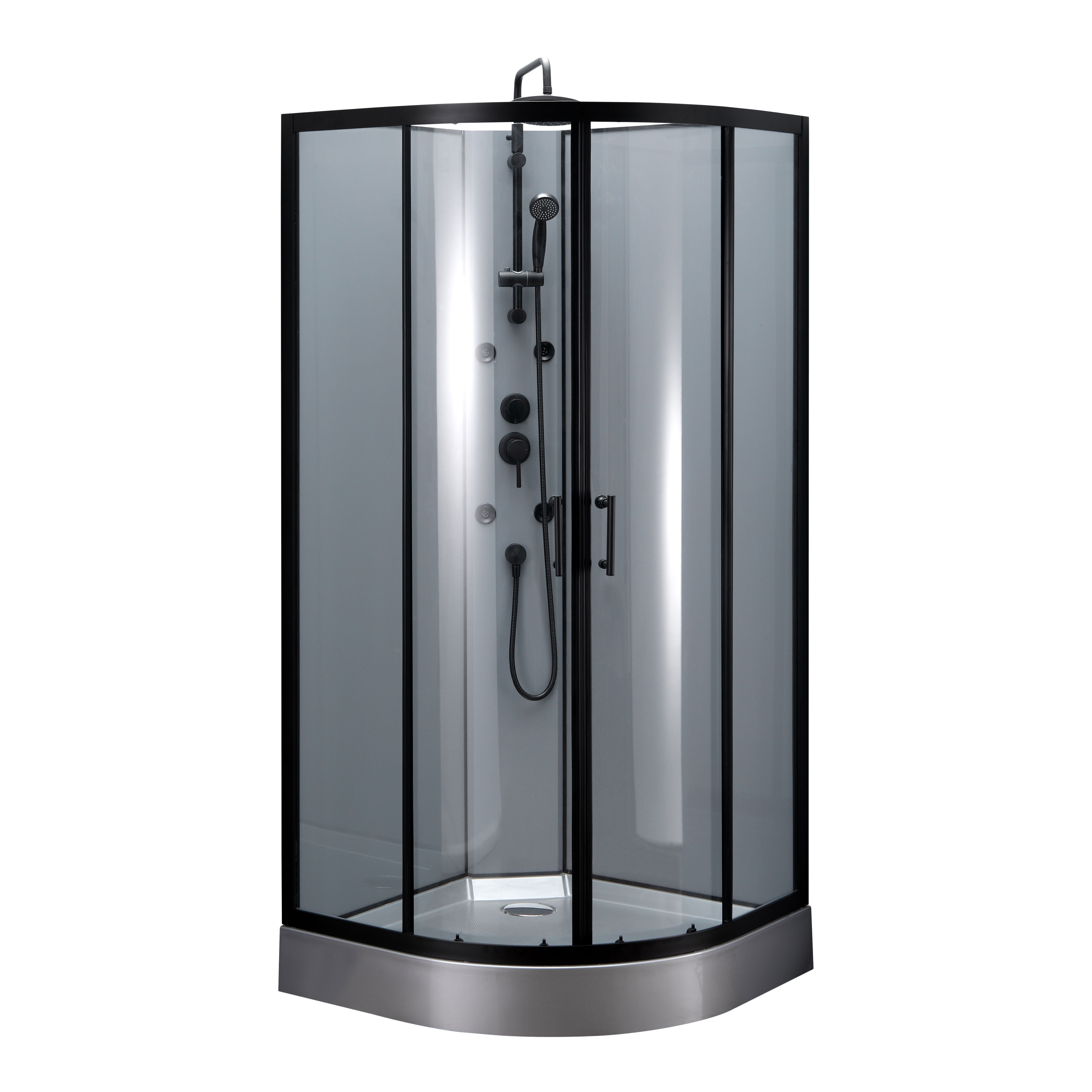 Cabina de dus hidromasaj, semirotunda, neagra, 90 x 90 x 225 cm  GoodHome Onega