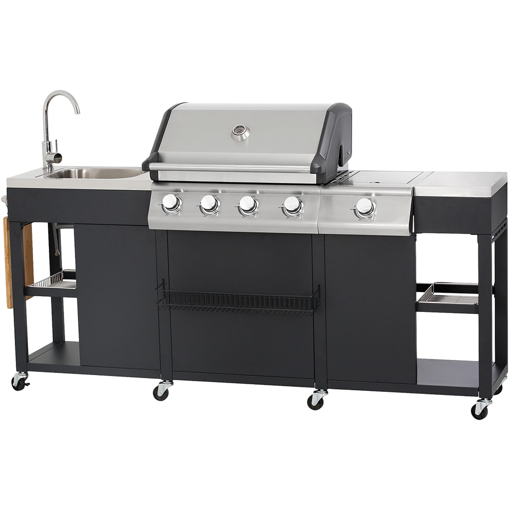 Gratar gaz GOODHOME BBQ , 4 role, negru
