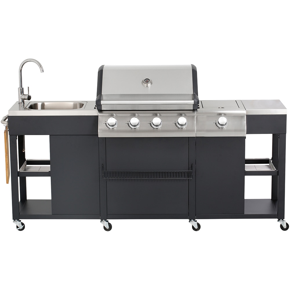 Gratar gaz GOODHOME BBQ , 4 role, negru