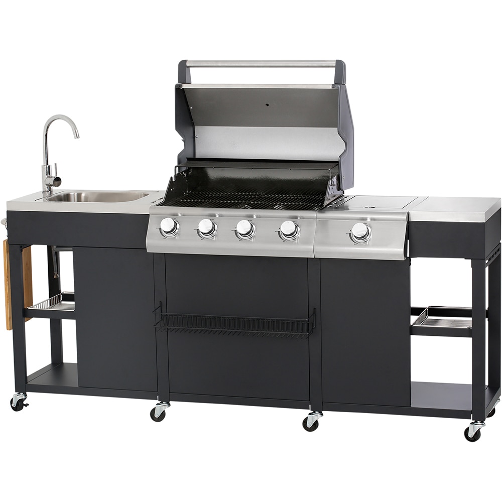 Gratar gaz GOODHOME BBQ , 4 role, negru