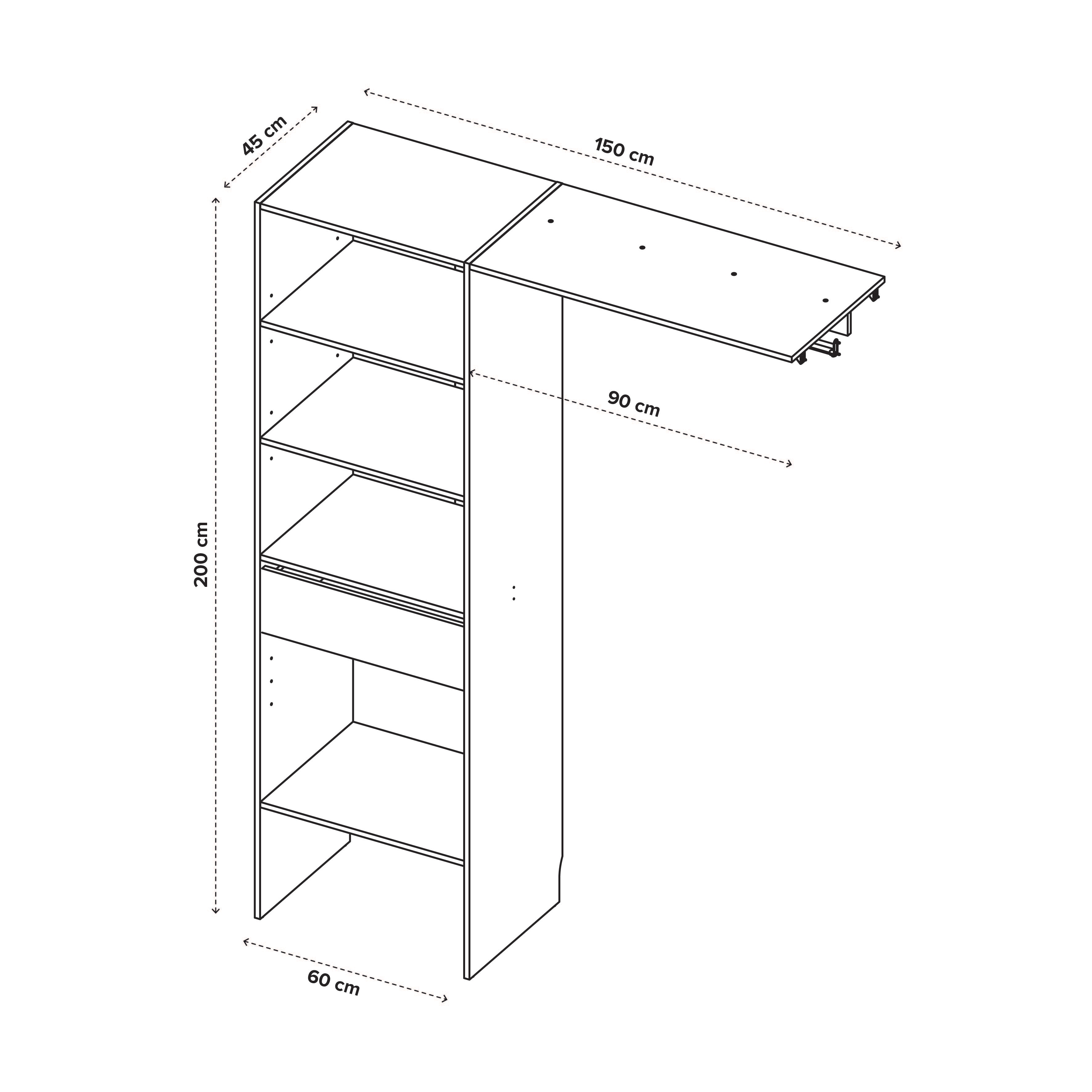 Kit dressing Nyssa, 200 x 150 x 45 cm, alb