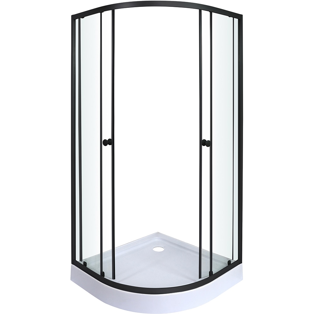 Cabina dus standard Arkell SE-A107MBM, semirotunda, aluminiu, sticla securizata 4mm, 90 x 90 x 192 cm, profil negru