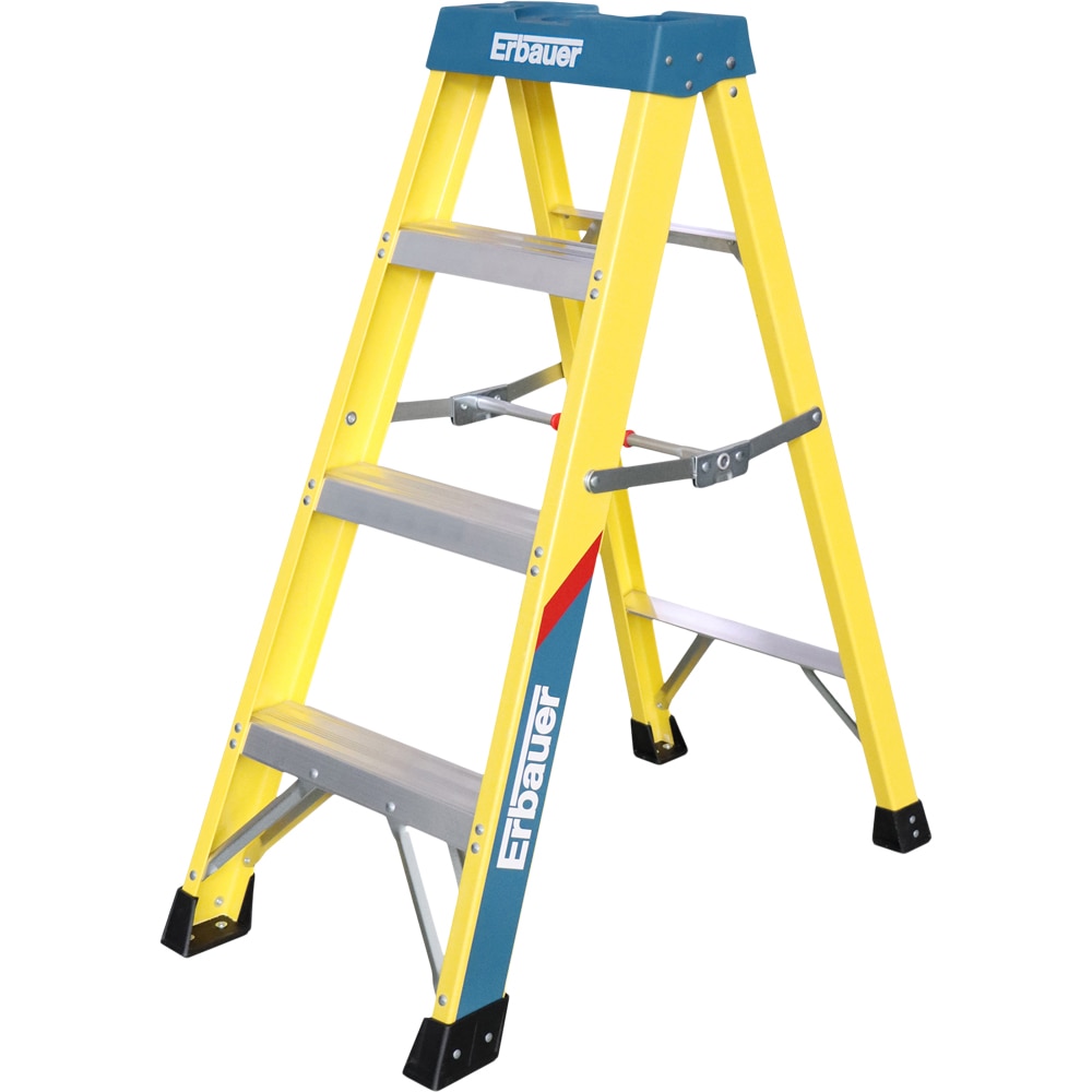 Scara pliabila ERBAUER, 1x4 trepte, fibra de sticla, galben