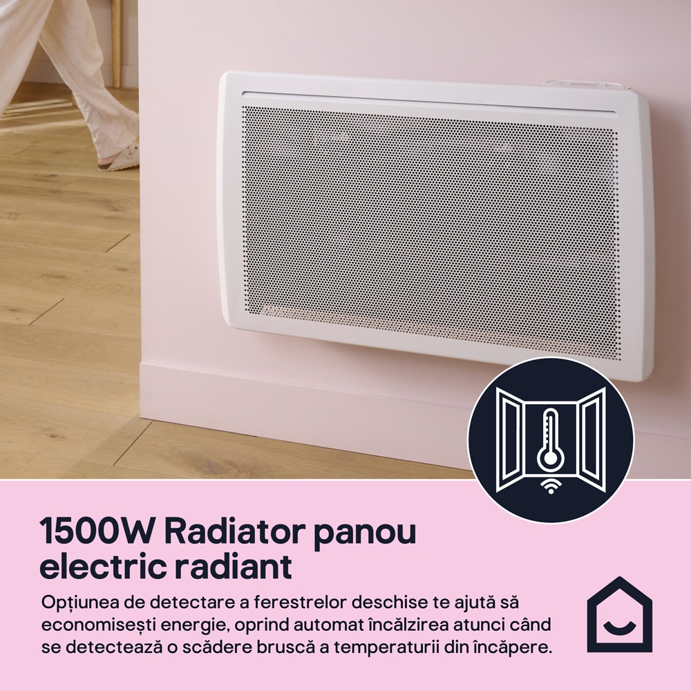 Convector electric de perete GoodHome, 1500W, 4 trepte, alb