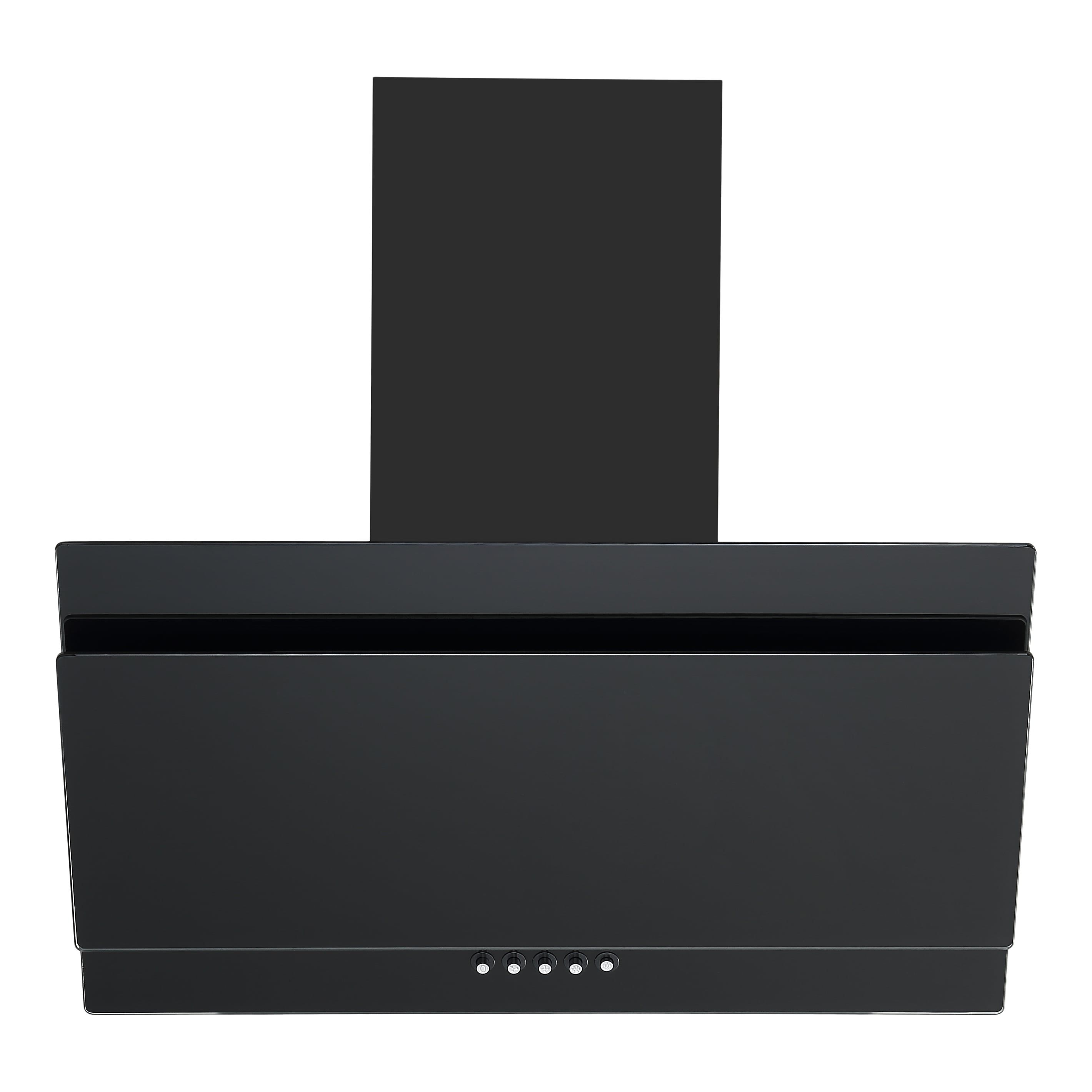 Hota decorativa, inclinata, neagra, sticla si metal, 60 cm, putere extractie 379 m2/ora