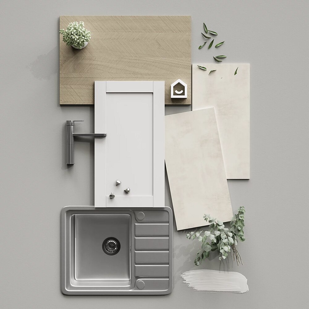 Front usa sertar GOODHOME Ashmead, 59.7 x 71.5 cm, gri mat