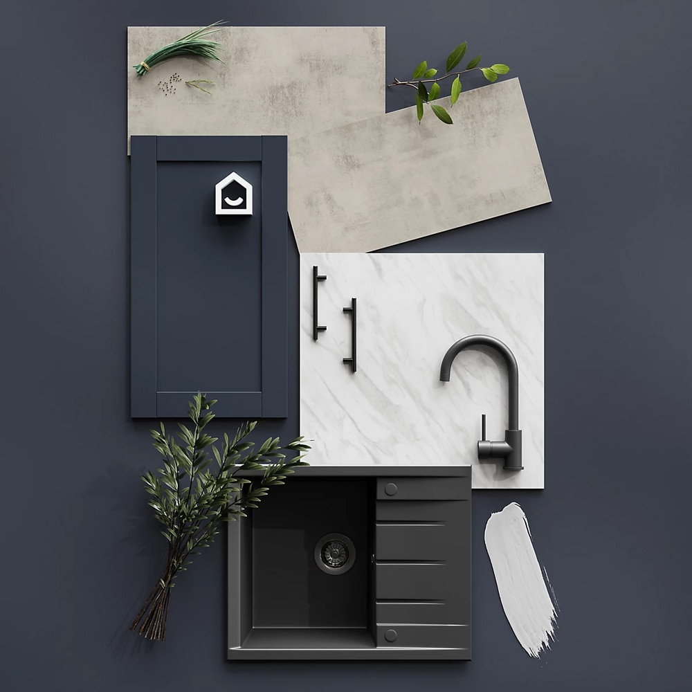 Front usa GOODHOME Ashmead, 49.7 x 128.7 cm, albastru mat