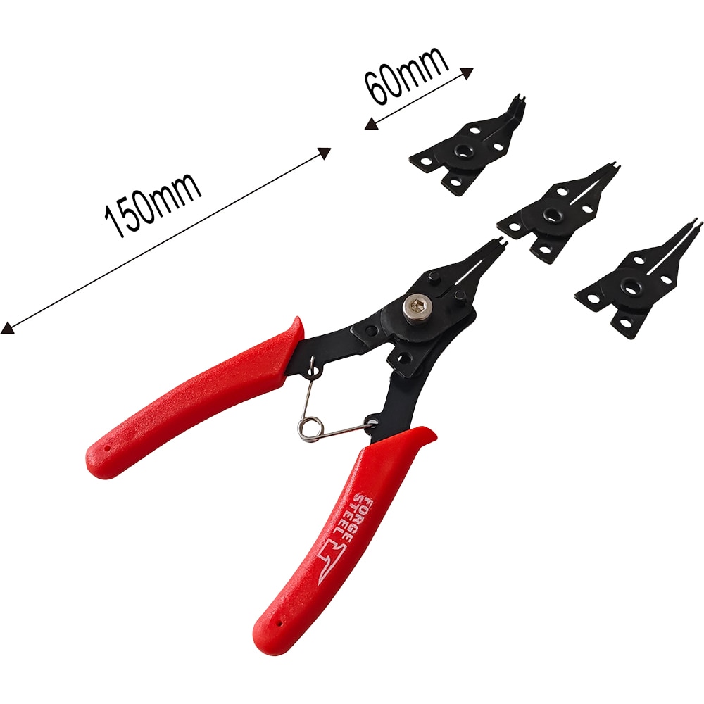 Cleste sigurante FORGE STEEL, otel, 15cm, negru-rosu