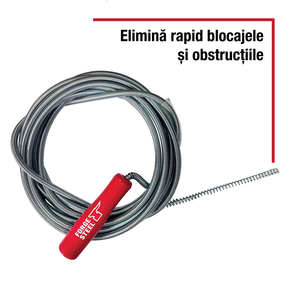 Sarpe pentru desfundat tevi FORGE STEEL, otel, 5 m