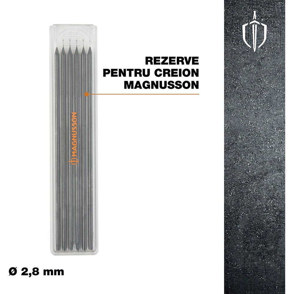 Set rezerve creion grafit MAGNUSSON, D2.8 mm, negru, 6 buc