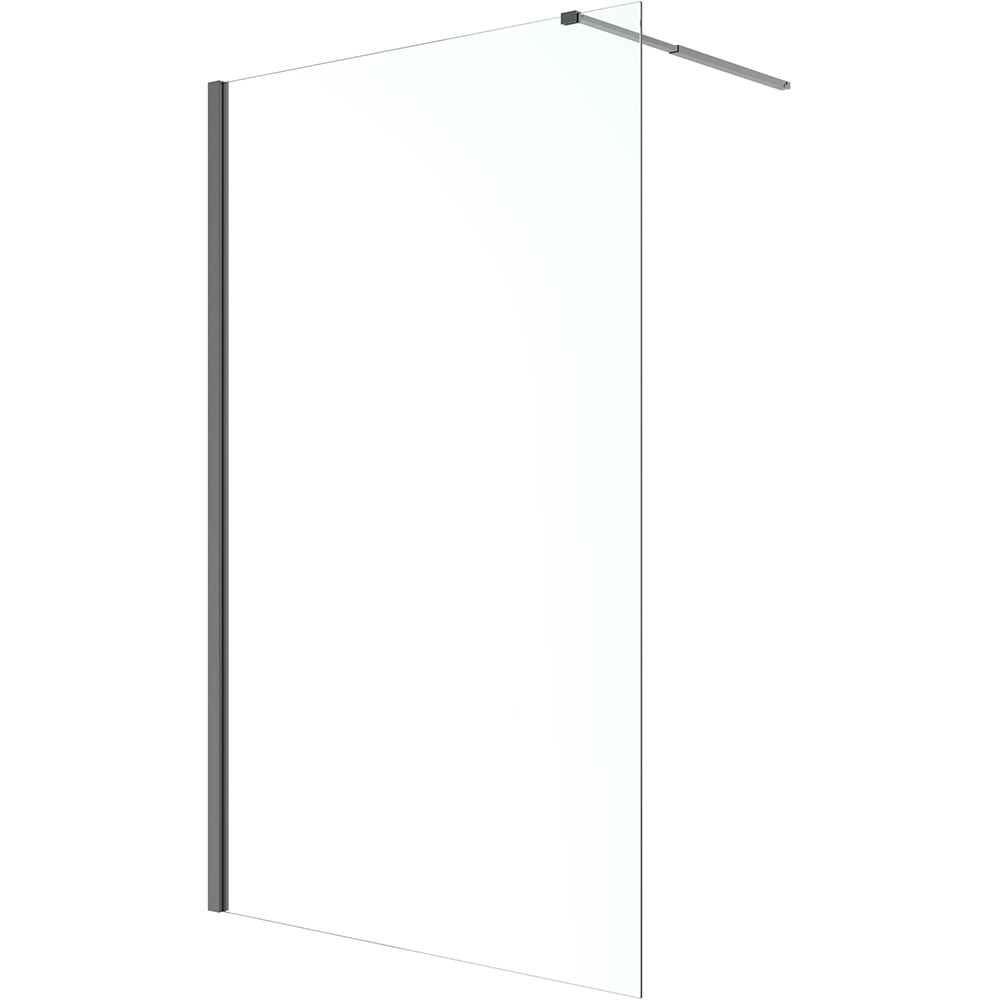 Paravan dus walk-in GOODHOME Ledava, aluminiu, sticla securizata 8mm, 100 x 195 cm, profil negru