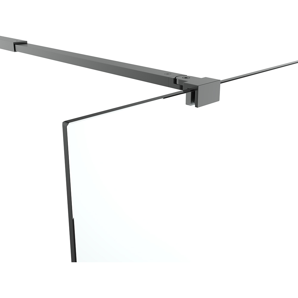 Paravan dus walk-in GOODHOME Ledava, aluminiu, sticla securizata 8mm, 100 x 195 cm, profil negru