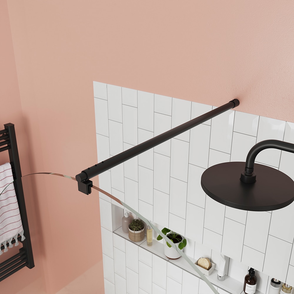 Paravan dus walk-in GOODHOME Ledava, aluminiu, sticla securizata 8mm, 120 x 195 cm, profil negru