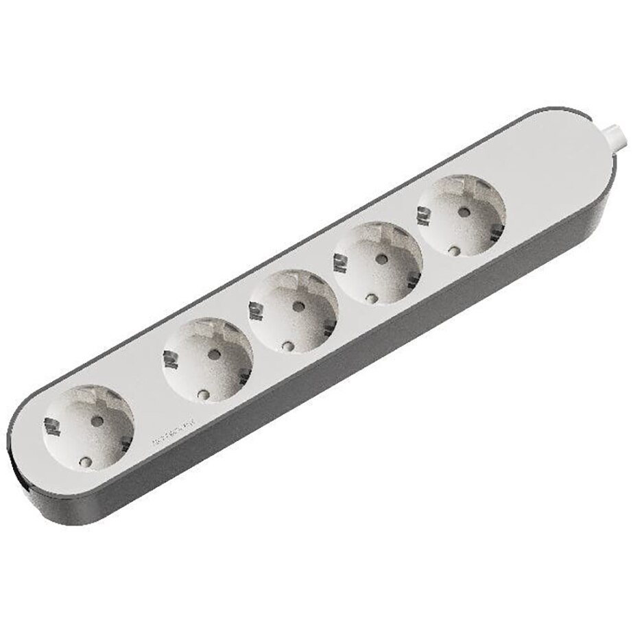 Prelungitor JACOBSEN, 4 prize Schuko, cu intrerupator, fara cablu, alb/gri