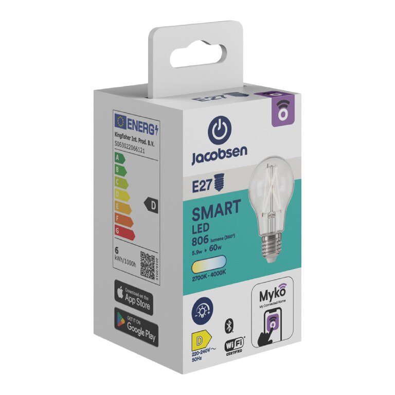 Bec LED, smart, E27, A60, 60 W, transport • Jacobsen Myko