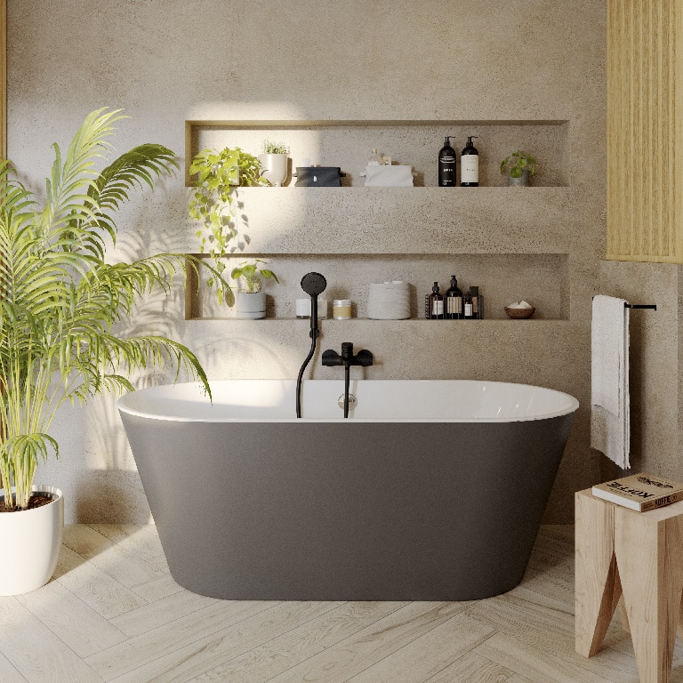 Cada freestanding baie, ovala, neagra, 170 x 75 x 60 cm  GoodHome Huron