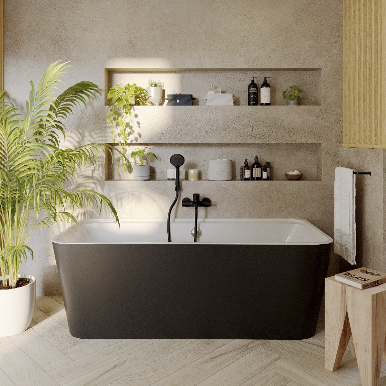 Cada freestanding, dreptunghiulara, neagra, 170 x 75 x 60 cm  GoodHome Nakina