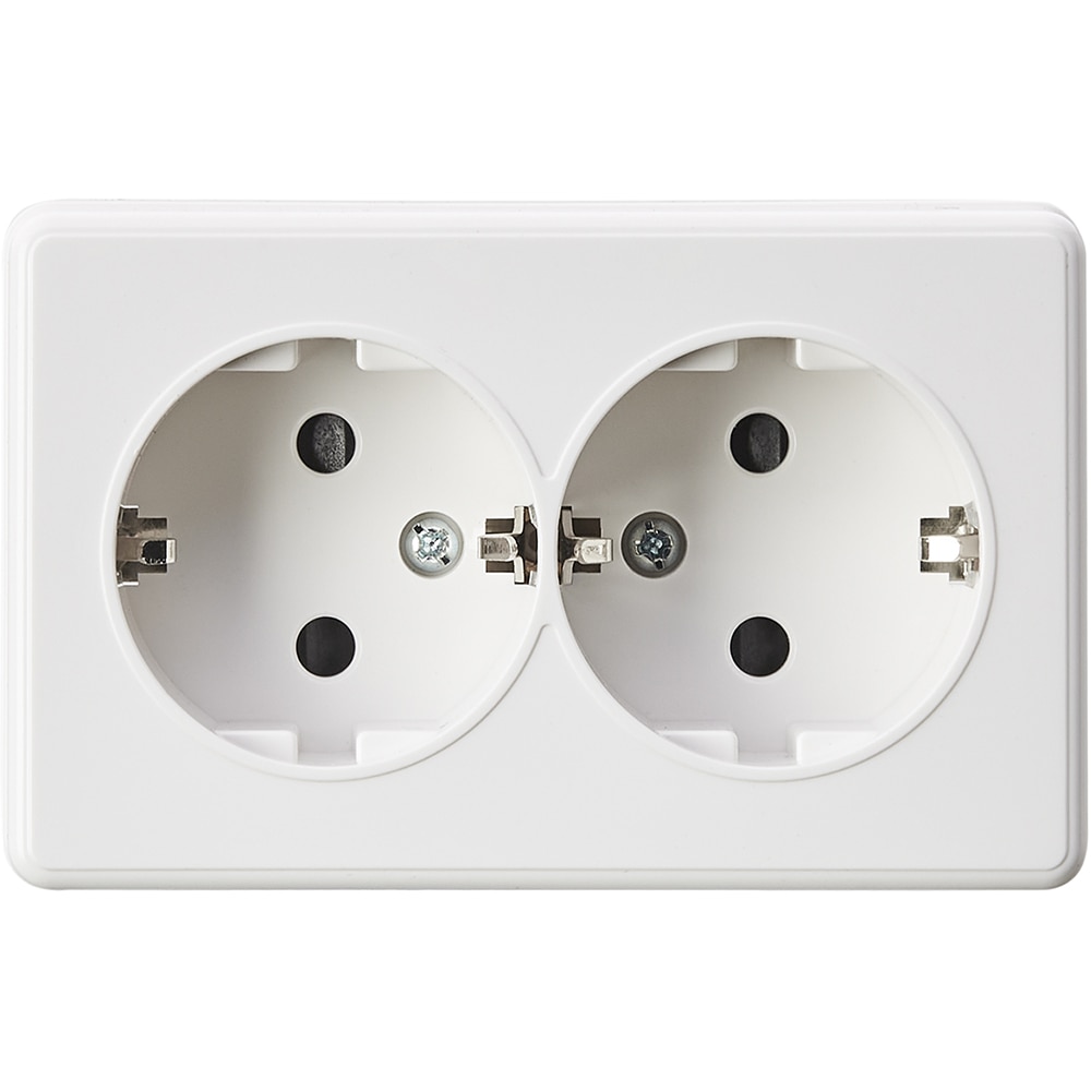Priza dubla aplicata Schuko OPP1, 250V, 16A, alb