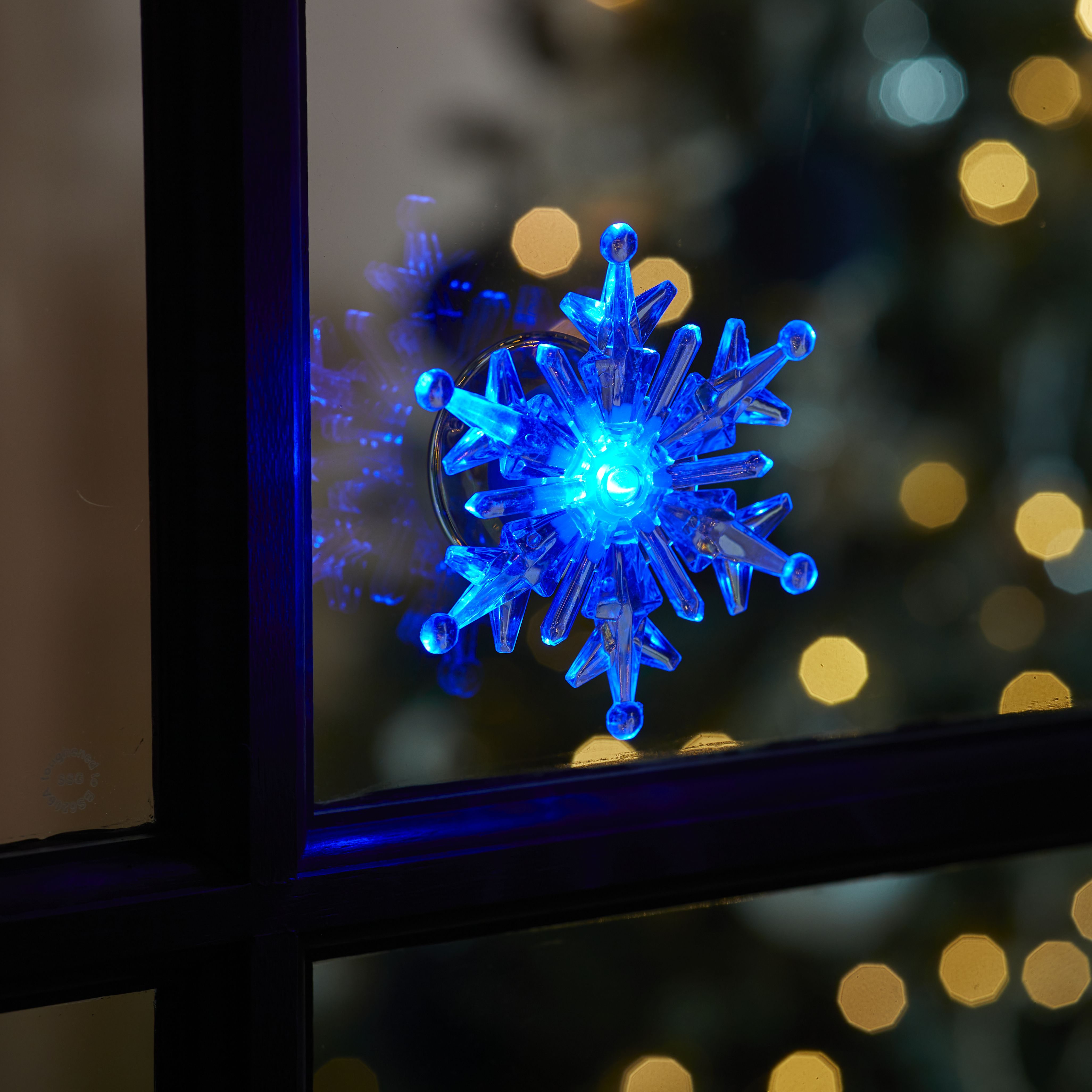 Decoratiune LED Fulg de nea, fixare ventuza, 10cm, multicolor