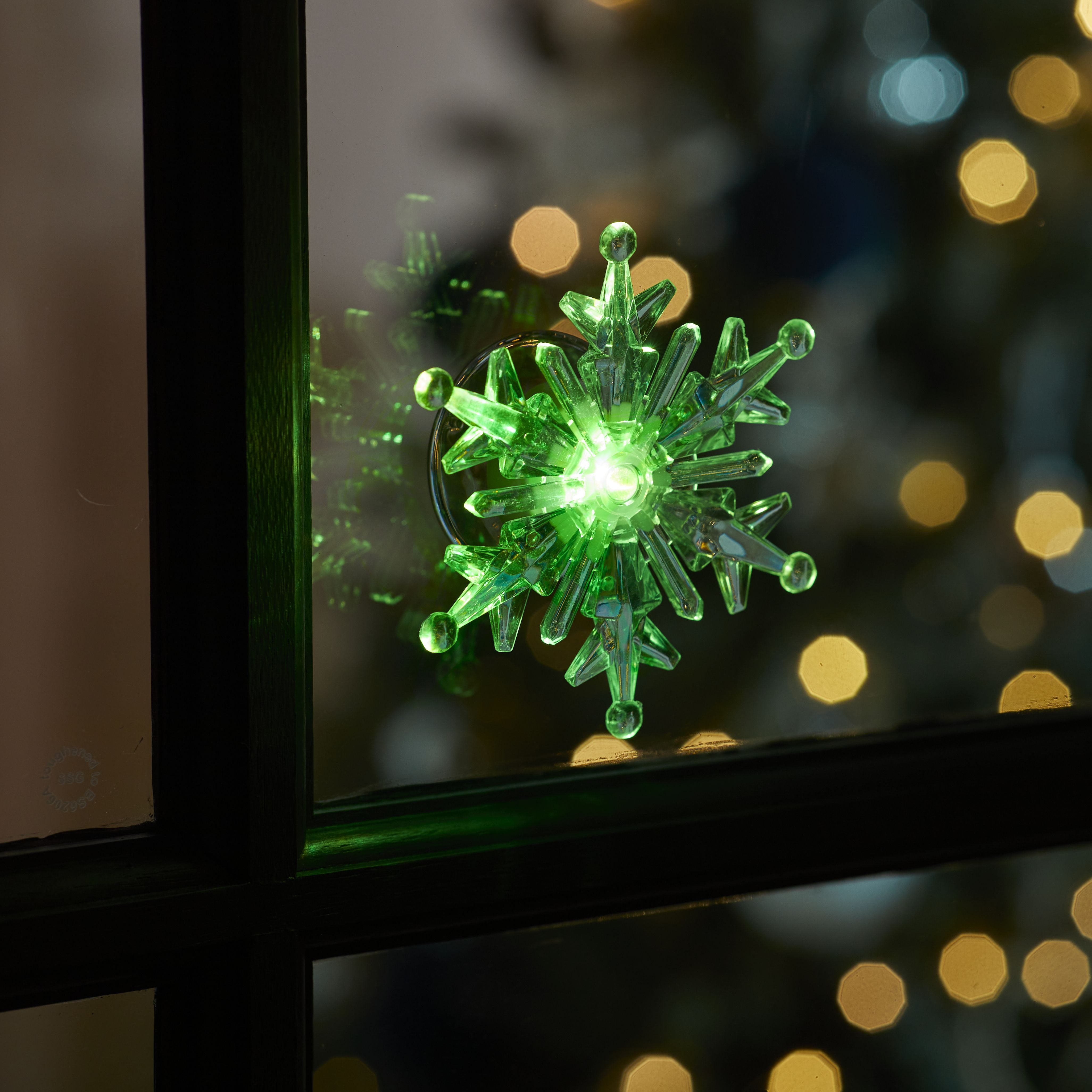 Decoratiune LED Fulg de nea, fixare ventuza, 10cm, multicolor