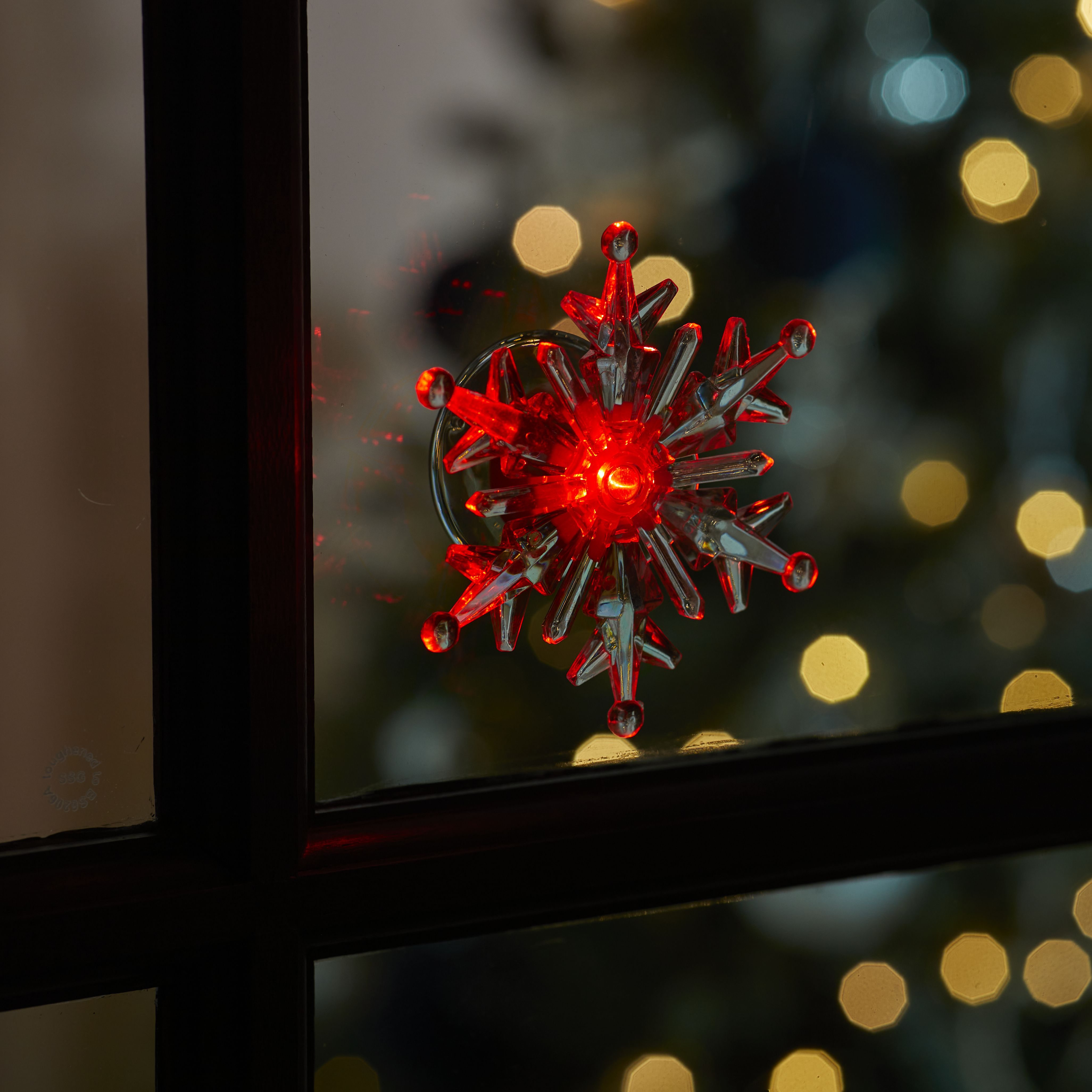 Decoratiune LED Fulg de nea, fixare ventuza, 10cm, multicolor