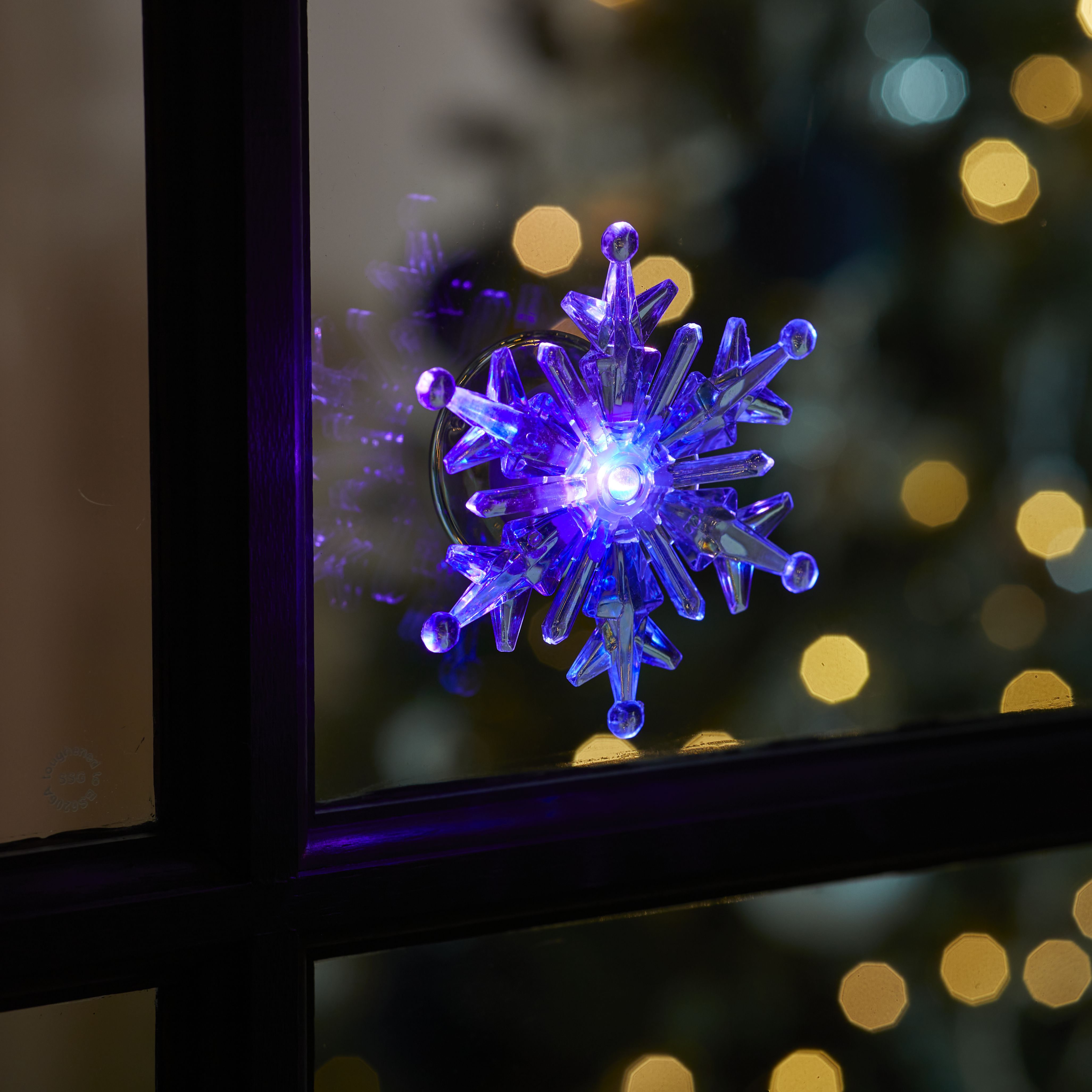 Decoratiune LED Fulg de nea, fixare ventuza, 10cm, multicolor