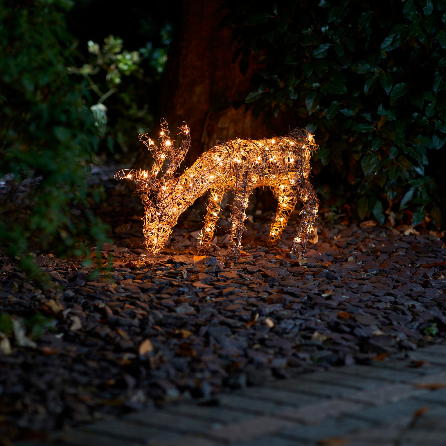 Figurina luminoasa Ren, 80 led-uri, 66 x 41 cm, iluminare alb cald