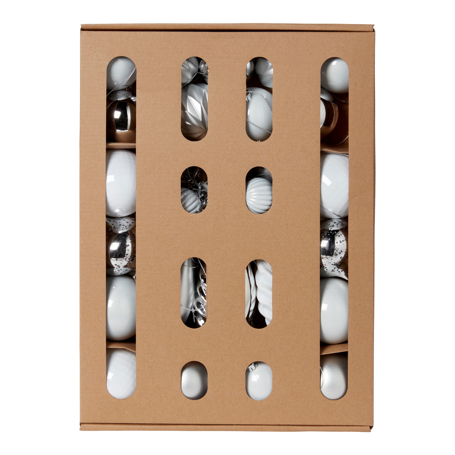 Set globuri de Craciun, 40 bucati, argintiu