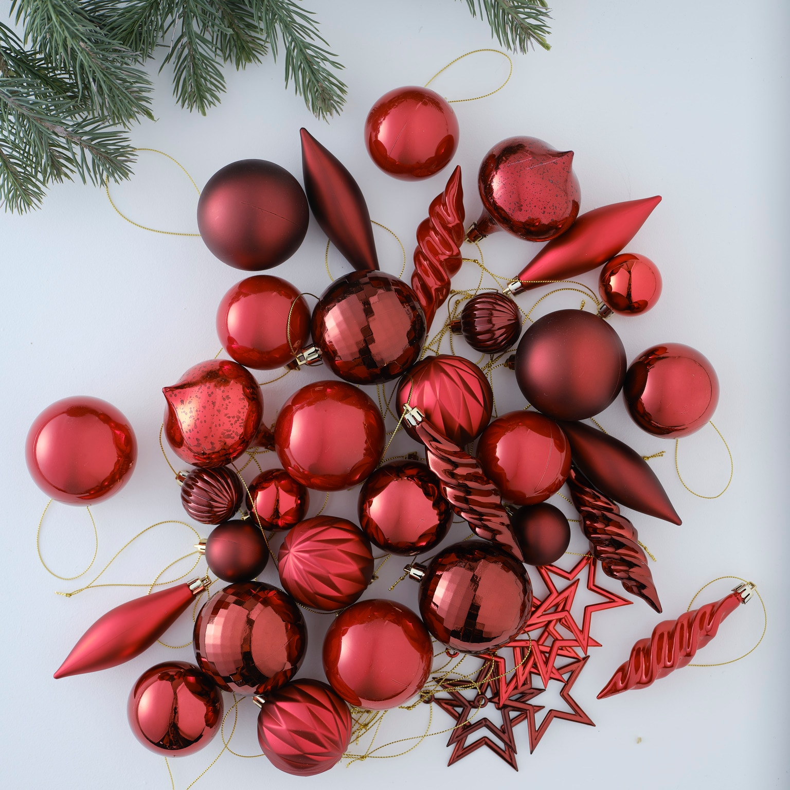 Set globuri de Craciun, 40 bucati, rosu