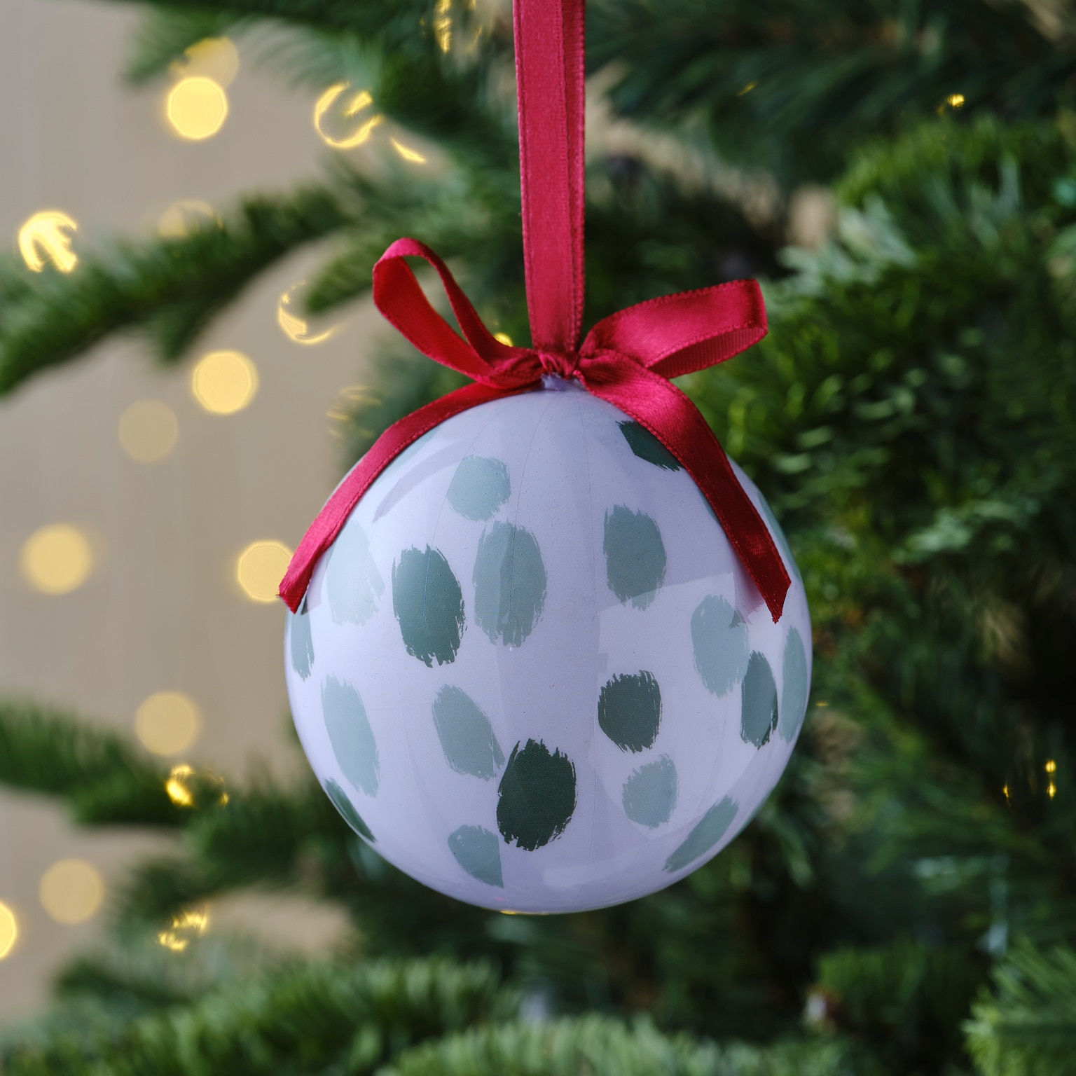 Glob de Craciun Buline, 7.3 cm, alb-verde