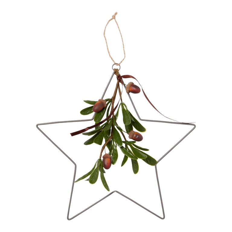 Decoratiune brad Stea cu frunze, 30.2 cm, multicolor