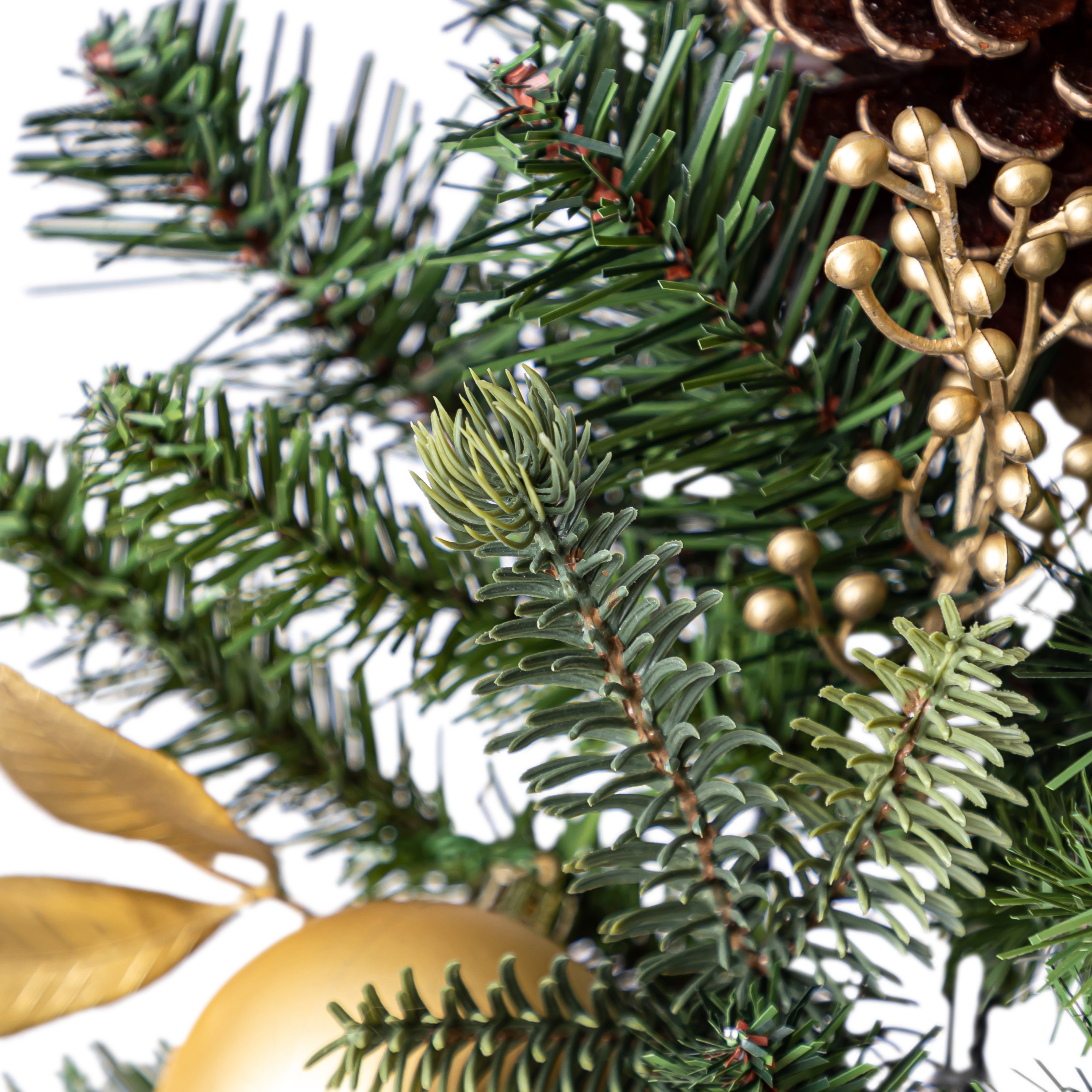 Coronita decorativa UOPT2305, 50 cm, verde-auriu