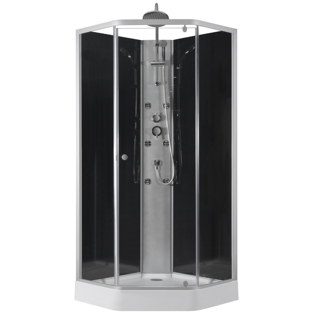 Cabina dus hidromasaj 2300BIS, pentagonala, profil aluminiu, sticla securizata, 85 x 85 x 225 cm, crom