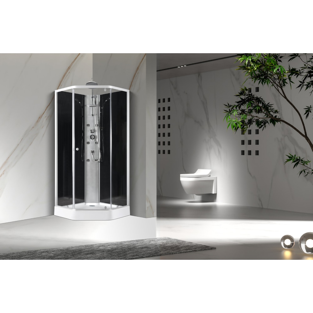 Cabina dus hidromasaj 2300BIS, pentagonala, profil aluminiu, sticla securizata, 85 x 85 x 225 cm, crom