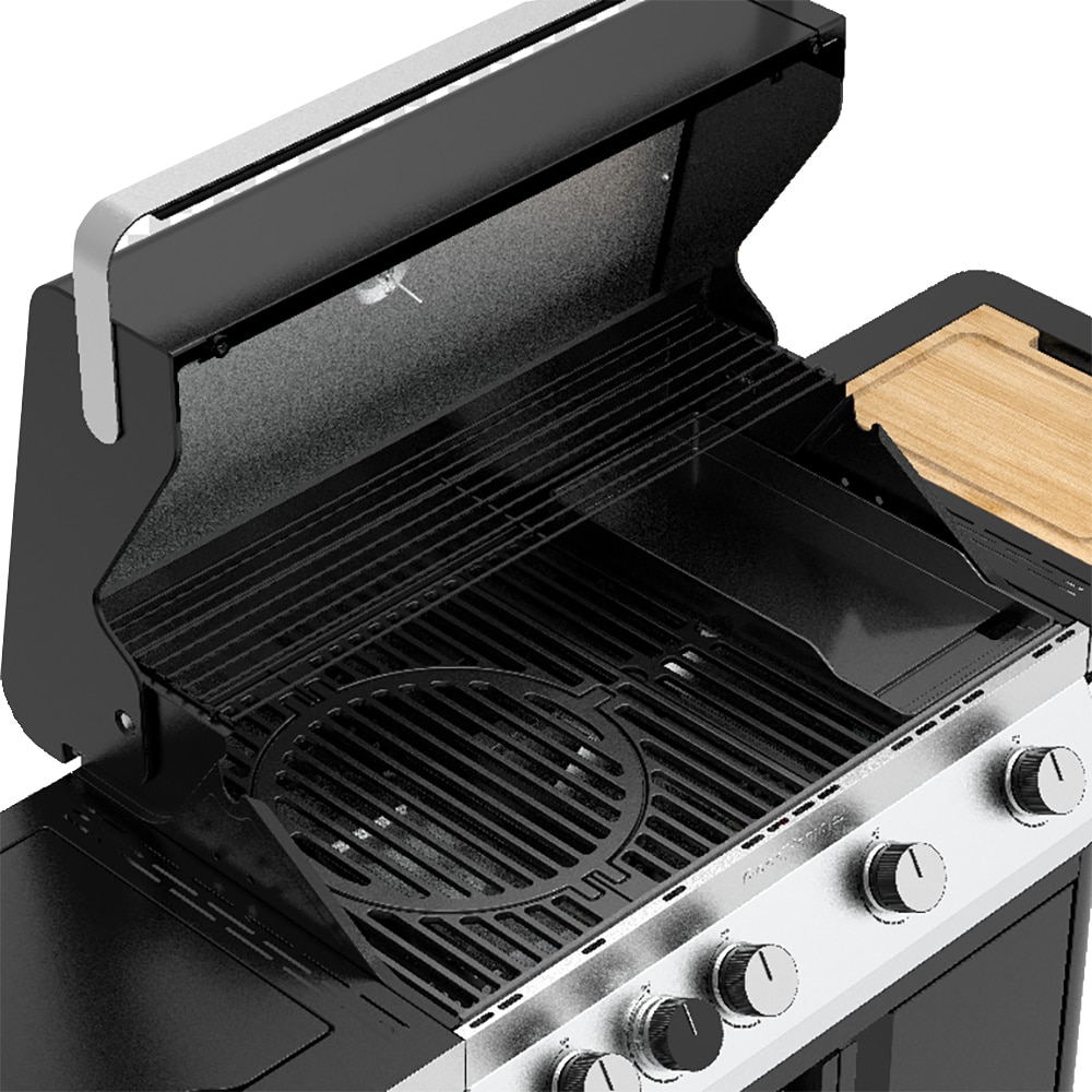 Grata pe gaz Goodhome Attaia 4.1, aprindere electronica, termometru, fonta, negru-argintiu