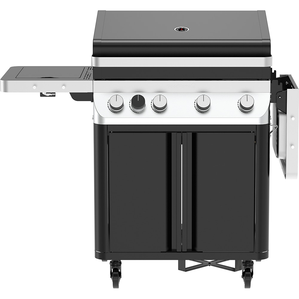 Grata pe gaz Goodhome Attaia 4.1, aprindere electronica, termometru, fonta, negru-argintiu