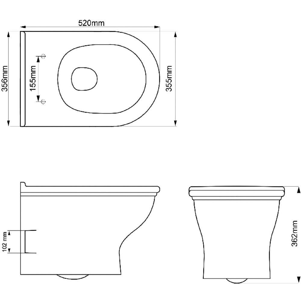 Vas WC suspendat GOODHOME Endel HDC889WH, ceramica, 35.5 x 52 x 36.2 cm, alb