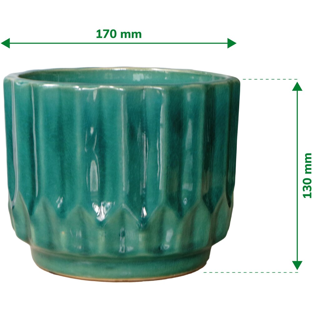 Ghiveci flori VERVE, ceramic, D 17 cm, verde