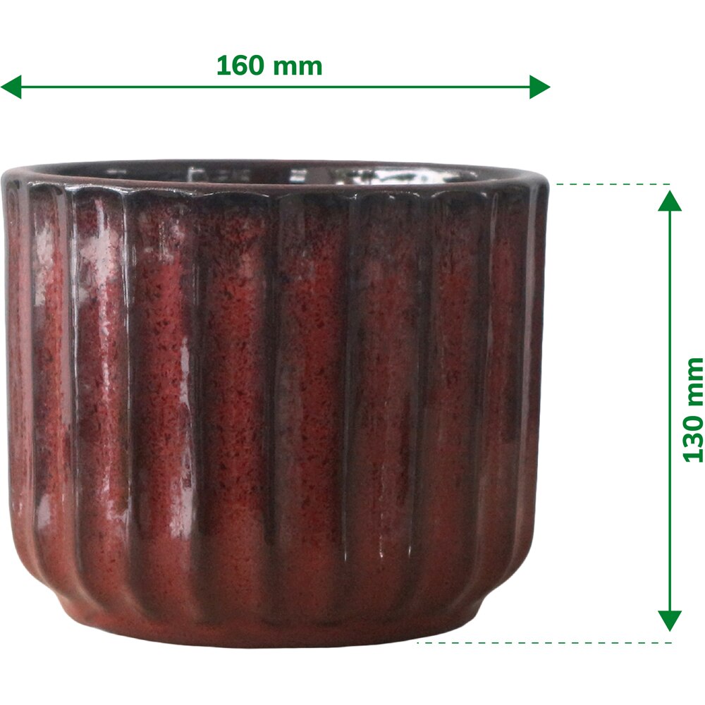 Ghiveci flori VERVE, ceramic, D 16 cm, rosu ruginiu