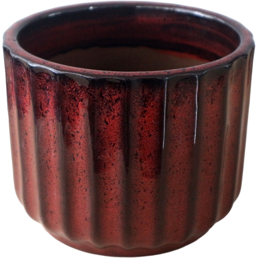 Ghiveci flori VERVE, ceramic, D 16 cm, rosu ruginiu
