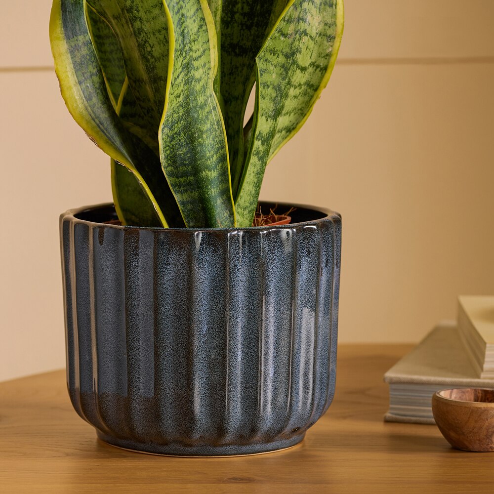 Ghiveci flori VERVE, ceramic, D 20 cm, albastru inchis