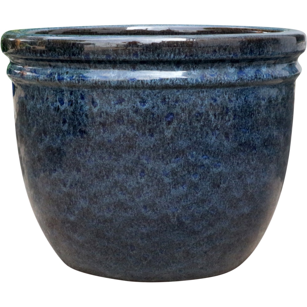 Ghiveci flori VERVE Blue Marble, D 36 cm, albastru inchis