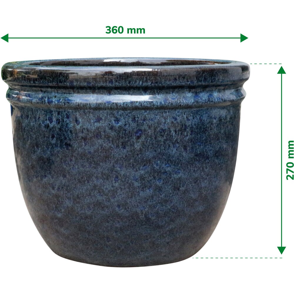 Ghiveci flori VERVE Blue Marble, D 36 cm, albastru inchis