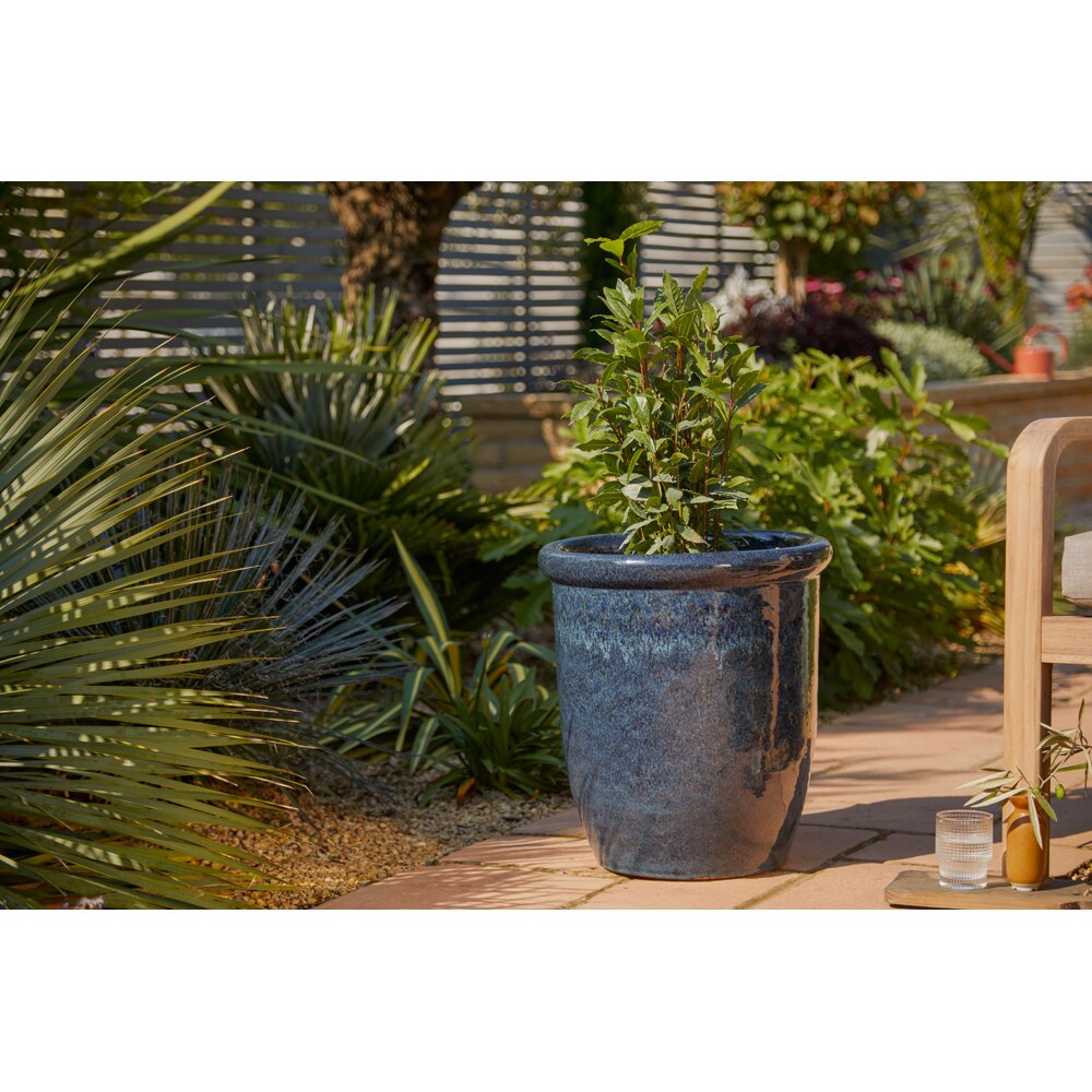 Ghiveci flori VERVE Blue Marble, D 38.5 cm, albastru inchis
