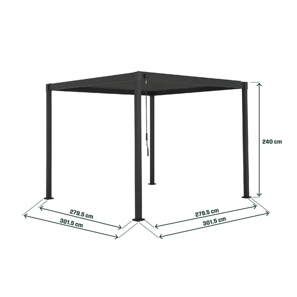Pergola patrata, bioclimatic, otel, gri antracit, 3 x 3 m, 2.4 m inaltime  Klikstrom Tehuano